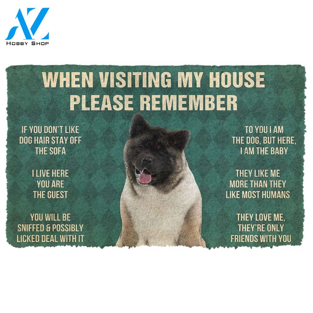 3D Please Remember Akita Dogs House Rules Custom Doormat | Welcome Mat | House Warming Gift