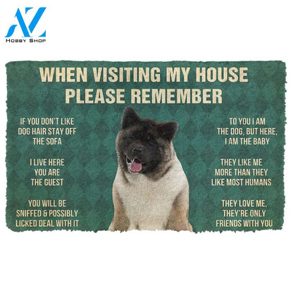 3D Please Remember Akita Dogs House Rules Custom Doormat | Welcome Mat | House Warming Gift