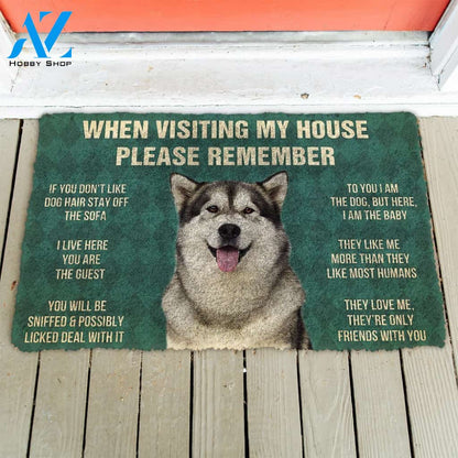 3D Please Remember Alaskan Malamute Dogs House Rules Custom Doormat | Welcome Mat | House Warming Gift