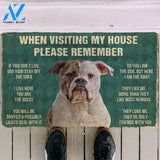 3D Please Remember American Bulldog Dog's House Rules Custom Doormat | Welcome Mat | House Warming Gift