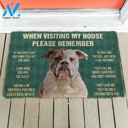 3D Please Remember American Bulldog Dog's House Rules Custom Doormat | Welcome Mat | House Warming Gift