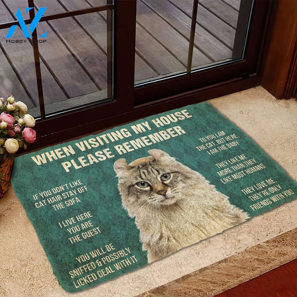 3D Please Remember American Curl Cat House Rules Custom Doormat | Welcome Mat | House Warming Gift