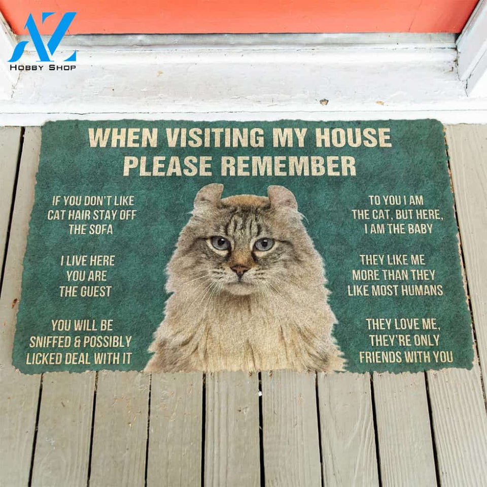 3D Please Remember American Curl Cat House Rules Custom Doormat | Welcome Mat | House Warming Gift