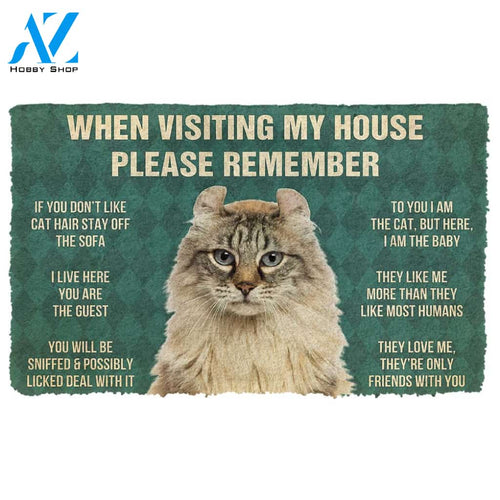 3D Please Remember American Curl Cat House Rules Custom Doormat | Welcome Mat | House Warming Gift