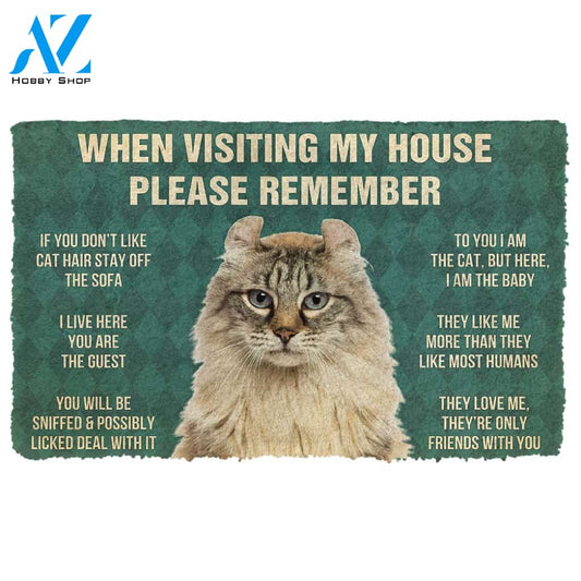 3D Please Remember American Curl Cat House Rules Custom Doormat | Welcome Mat | House Warming Gift