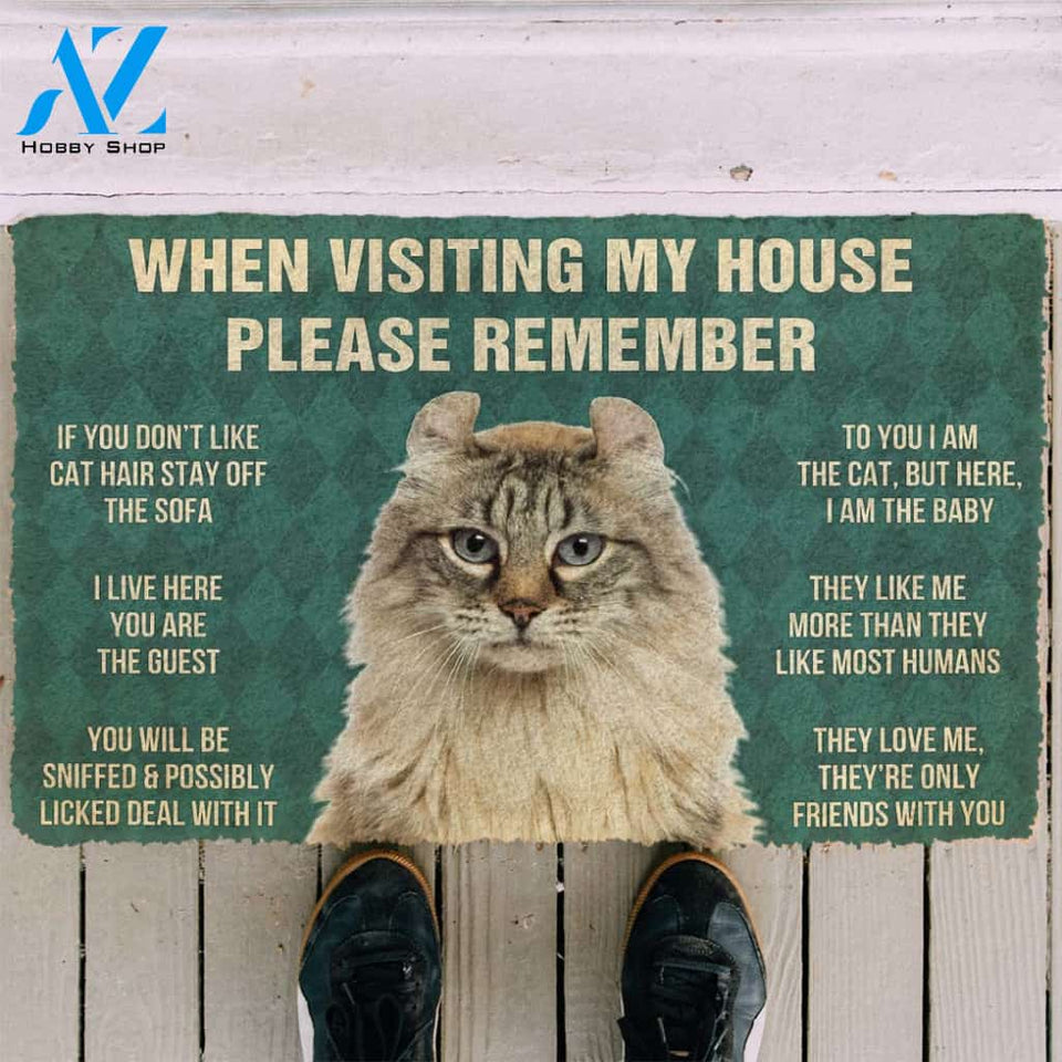 3D Please Remember American Curl Cat House Rules Custom Doormat | Welcome Mat | House Warming Gift