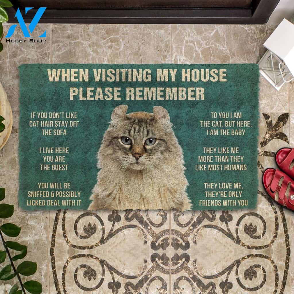 3D Please Remember American Curl Cat House Rules Custom Doormat | Welcome Mat | House Warming Gift