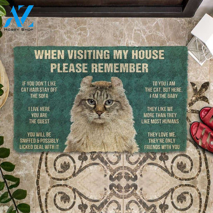 3D Please Remember American Curl Cat House Rules Custom Doormat | Welcome Mat | House Warming Gift