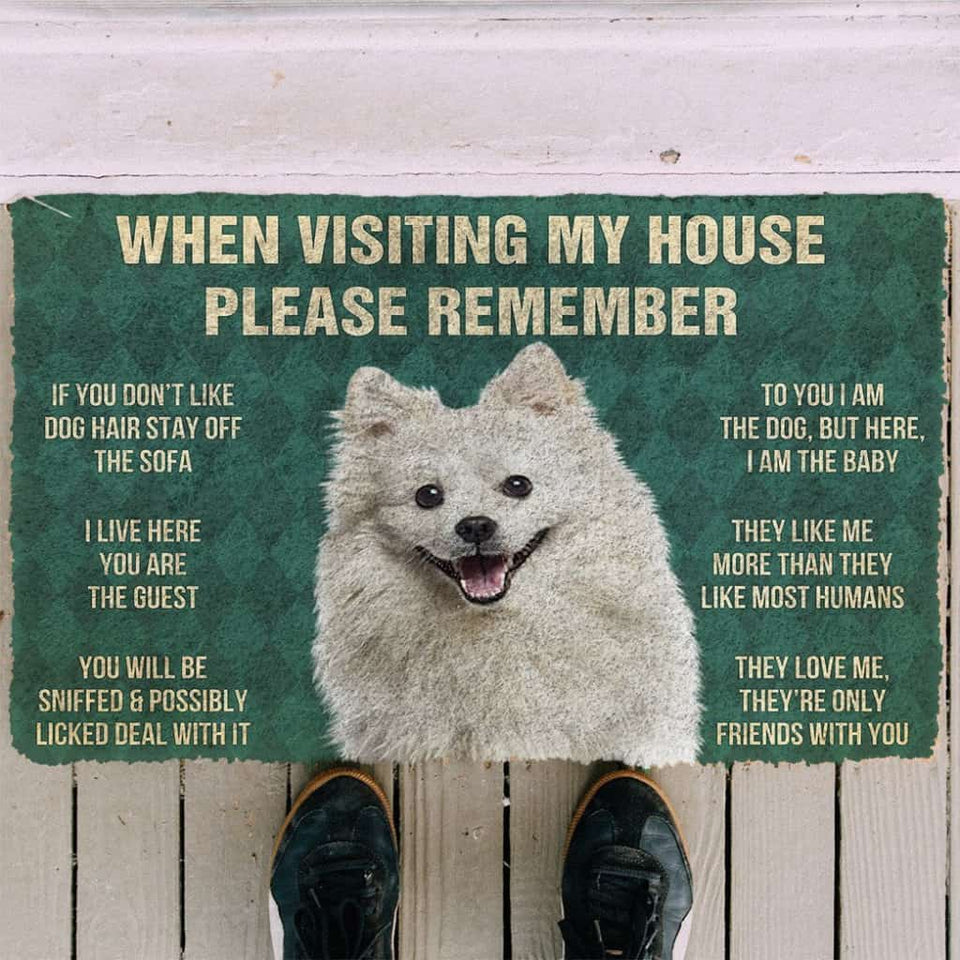 3D Please Remember American Eskimo Dogs House Rules Custom Doormat