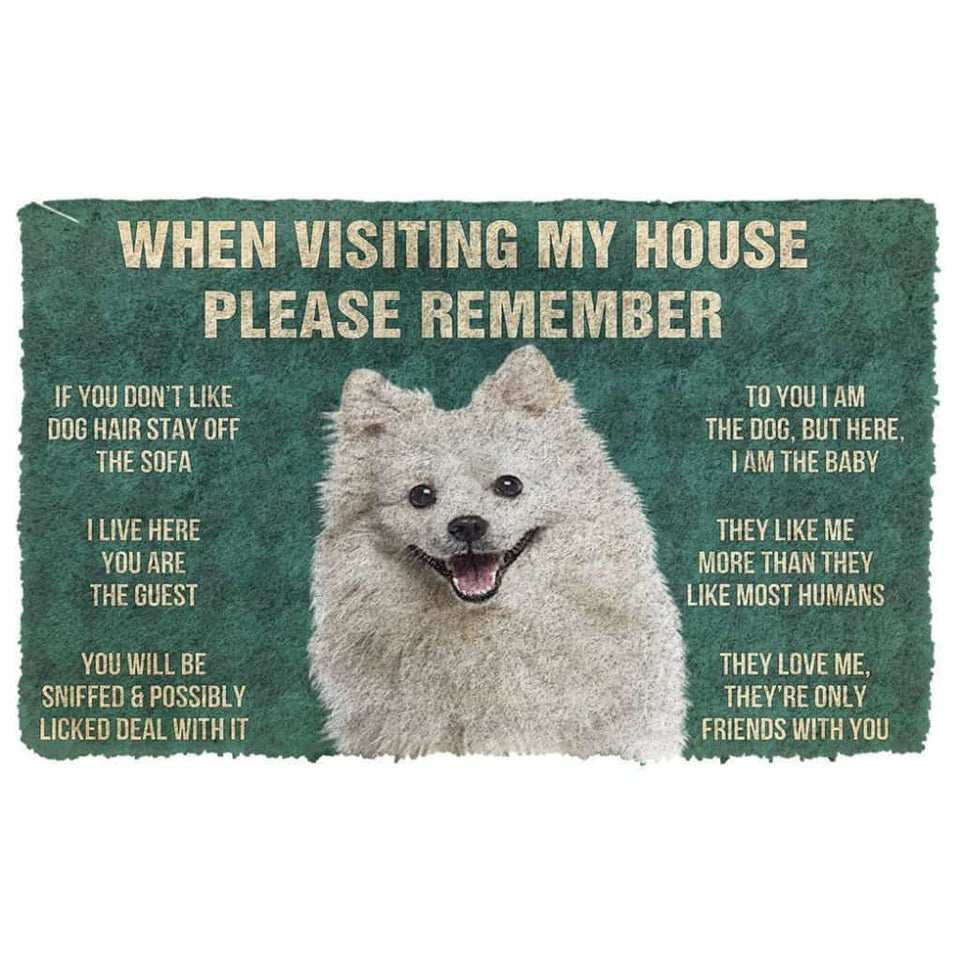3D Please Remember American Eskimo Dogs House Rules Custom Doormat
