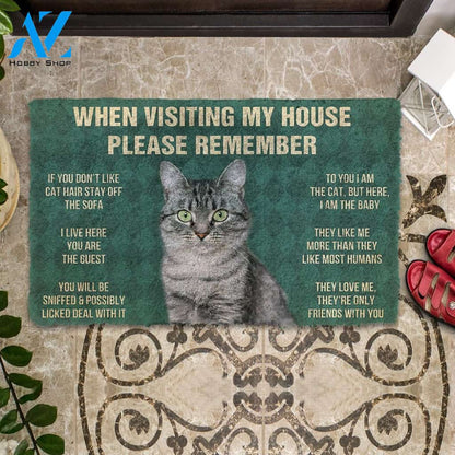 3D Please Remember American Shorthair Cat House Rules Custom Doormat | Welcome Mat | House Warming Gift