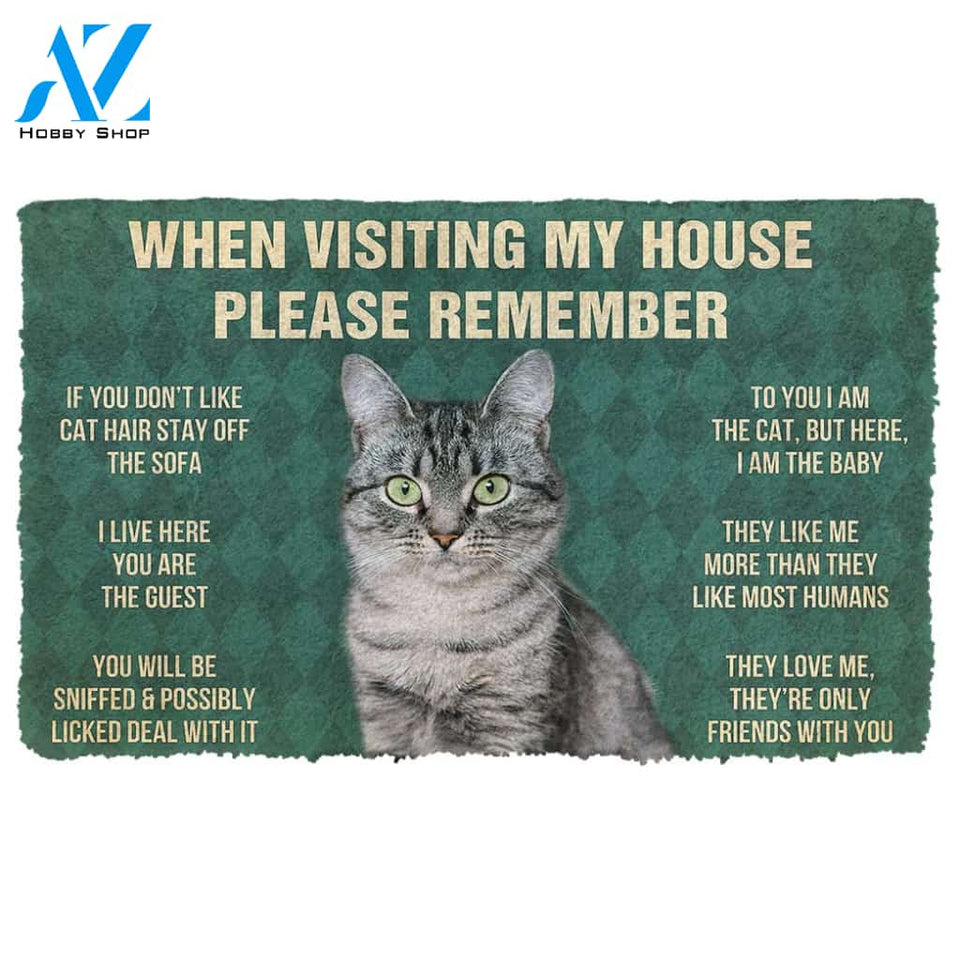 3D Please Remember American Shorthair Cat House Rules Custom Doormat | Welcome Mat | House Warming Gift