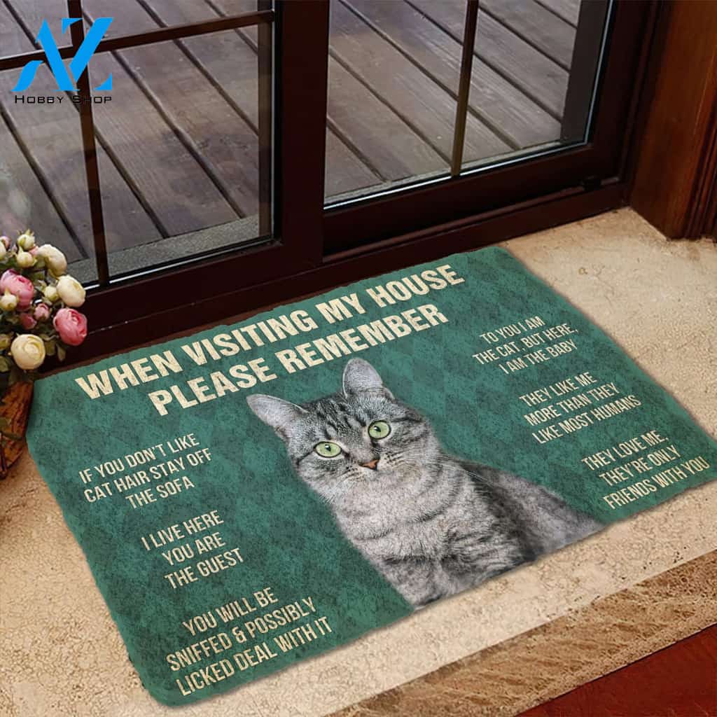 3D Please Remember American Shorthair Cat House Rules Custom Doormat | Welcome Mat | House Warming Gift