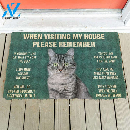3D Please Remember American Shorthair Cat House Rules Custom Doormat | Welcome Mat | House Warming Gift