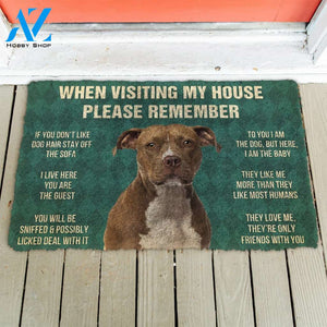 3D Please Remember American Staffordshire Terrier Dogs House Rules Custom Doormat | Welcome Mat | House Warming Gift