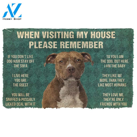 3D Please Remember American Staffordshire Terrier Dogs House Rules Custom Doormat | Welcome Mat | House Warming Gift