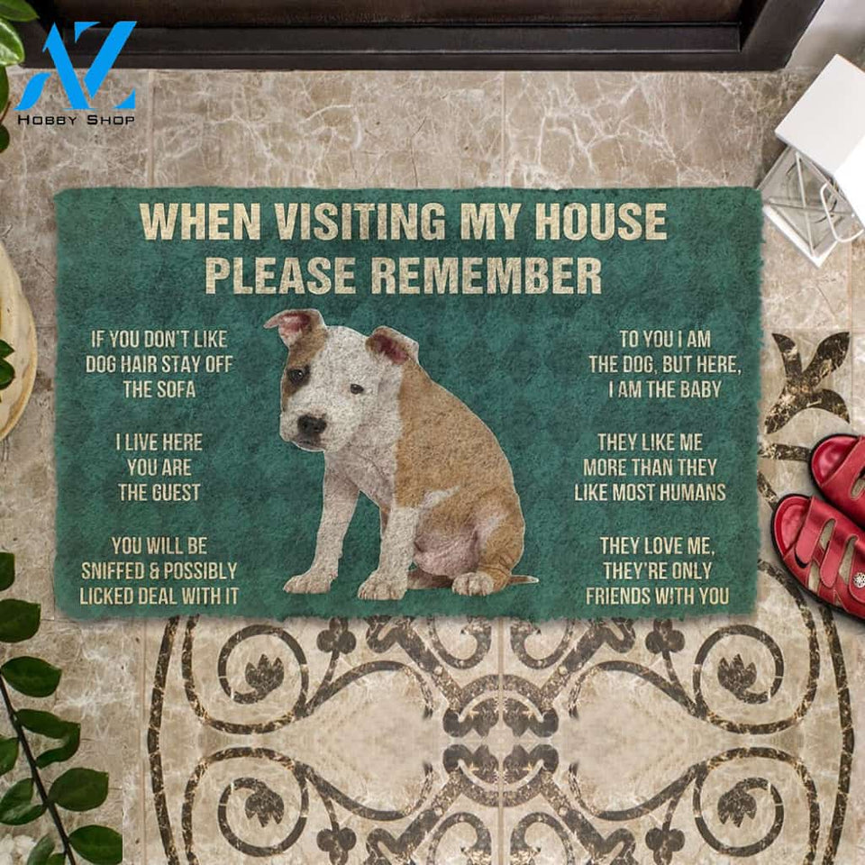 3D Please Remember American Staffordshire Terrier Puppy Dogs House Rules Custom Doormat | Welcome Mat | House Warming Gift