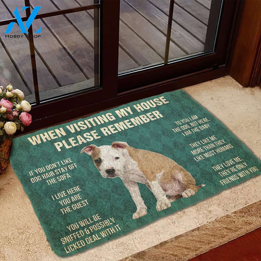 3D Please Remember American Staffordshire Terrier Puppy Dogs House Rules Custom Doormat | Welcome Mat | House Warming Gift