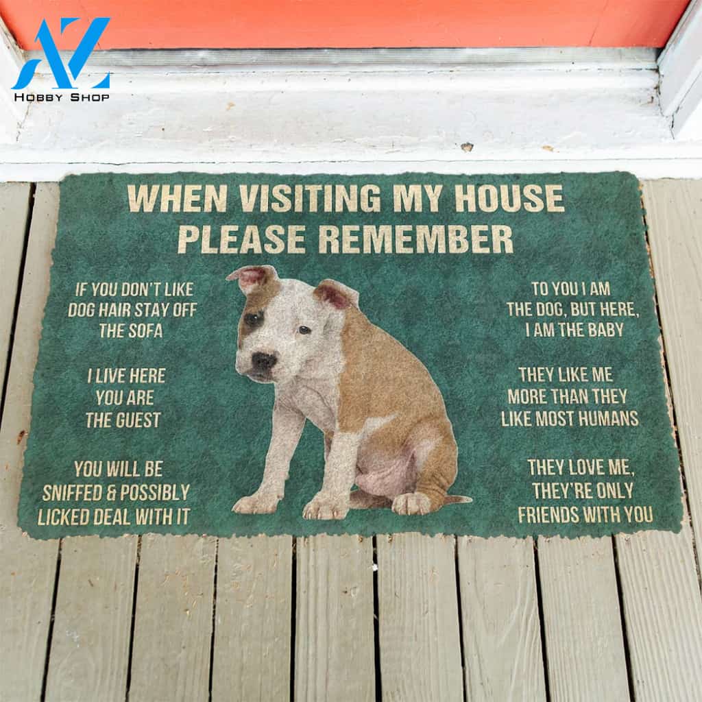 3D Please Remember American Staffordshire Terrier Puppy Dogs House Rules Custom Doormat | Welcome Mat | House Warming Gift