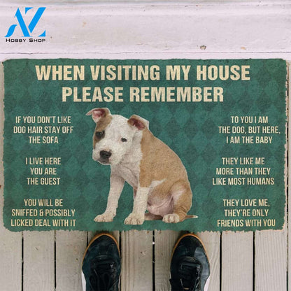 3D Please Remember American Staffordshire Terrier Puppy Dogs House Rules Custom Doormat | Welcome Mat | House Warming Gift