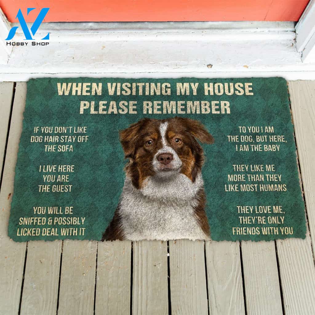 3D Please Remember Australian Shepherd Dogs House Rules Custom Doormat | Welcome Mat | House Warming Gift