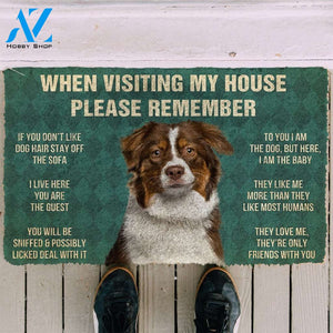 3D Please Remember Australian Shepherd Dogs House Rules Custom Doormat | Welcome Mat | House Warming Gift