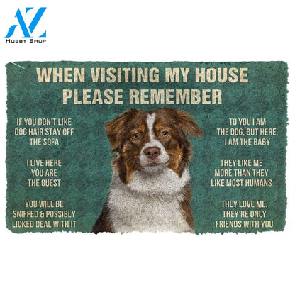 3D Please Remember Australian Shepherd Dogs House Rules Custom Doormat | Welcome Mat | House Warming Gift