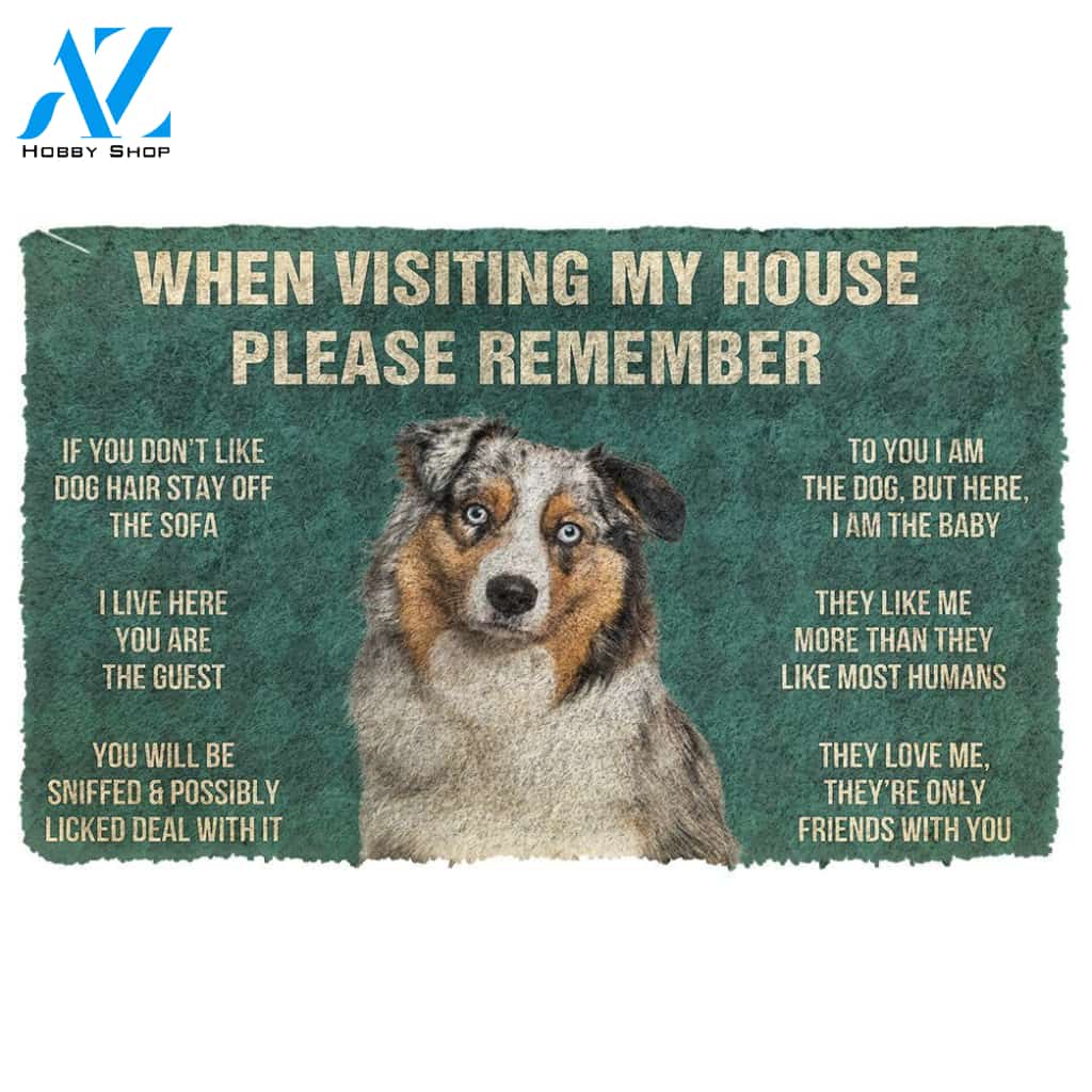 3D Please Remember Australian Shepherd Dog's House Rules Doormat | Welcome Mat | House Warming Gift