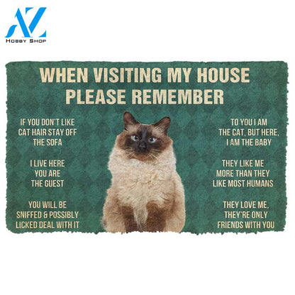 3D Please Remember Balinese Cats House Rules Custom Doormat | Welcome Mat | House Warming Gift