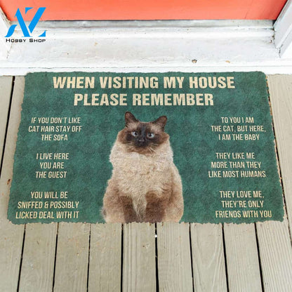 3D Please Remember Balinese Cats House Rules Custom Doormat | Welcome Mat | House Warming Gift