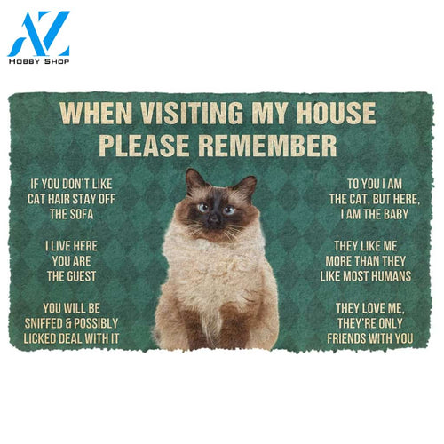 3D Please Remember Balinese Cats House Rules Custom Doormat | Welcome Mat | House Warming Gift