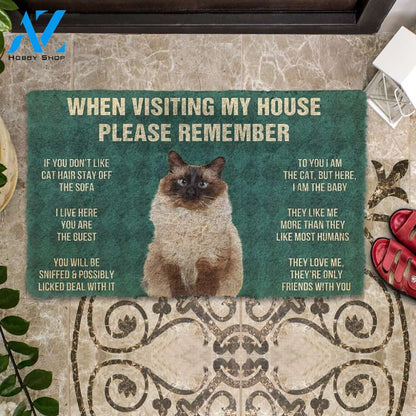 3D Please Remember Balinese Cats House Rules Custom Doormat | Welcome Mat | House Warming Gift