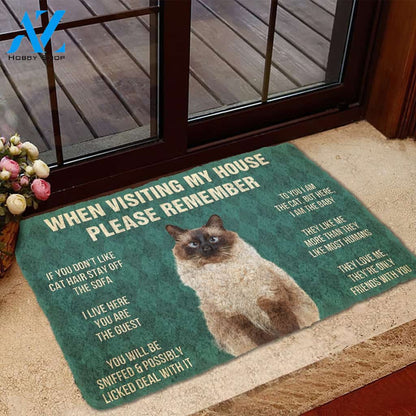 3D Please Remember Balinese Cats House Rules Custom Doormat | Welcome Mat | House Warming Gift