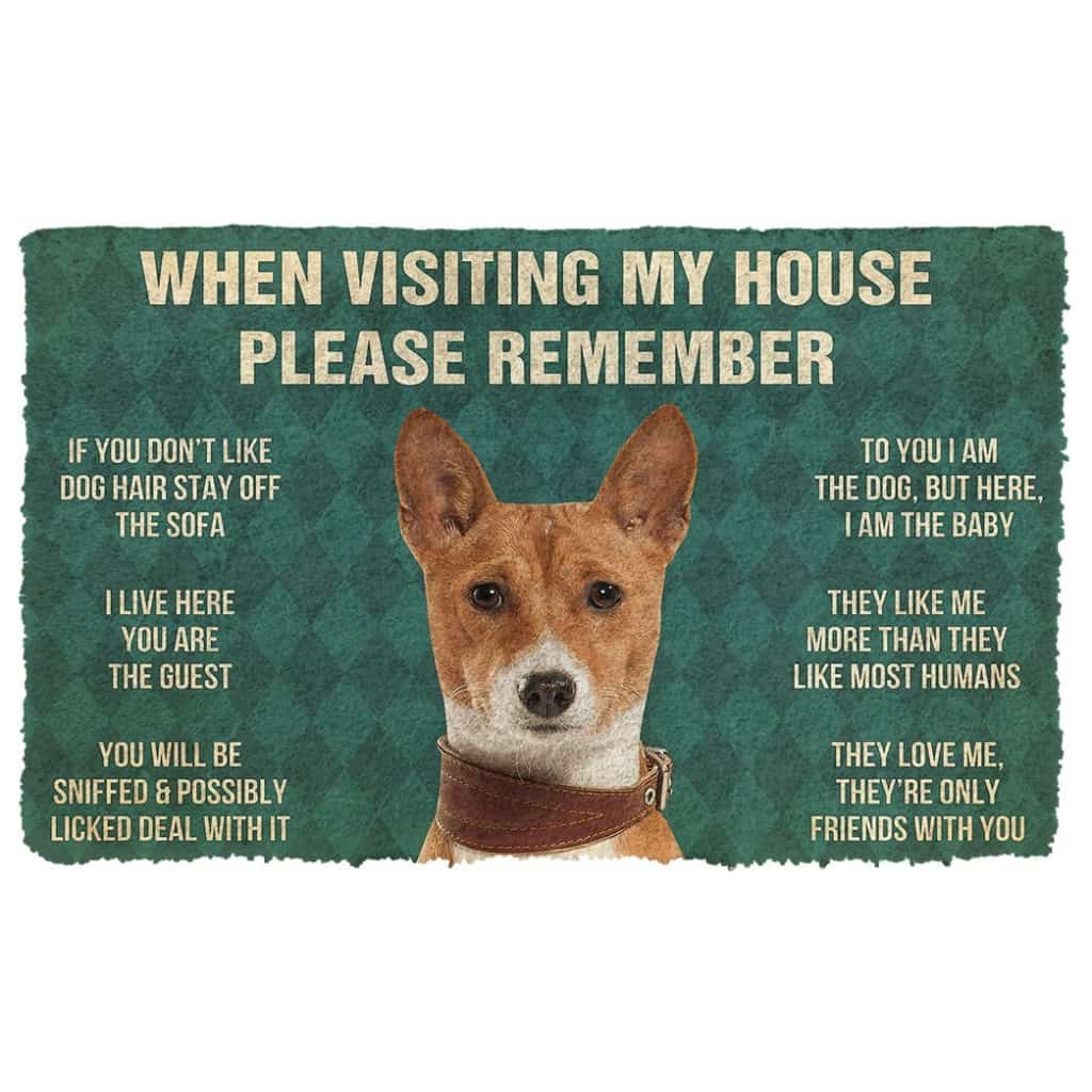 3D Please Remember Basenji Dogs House Rules Custom Doormat