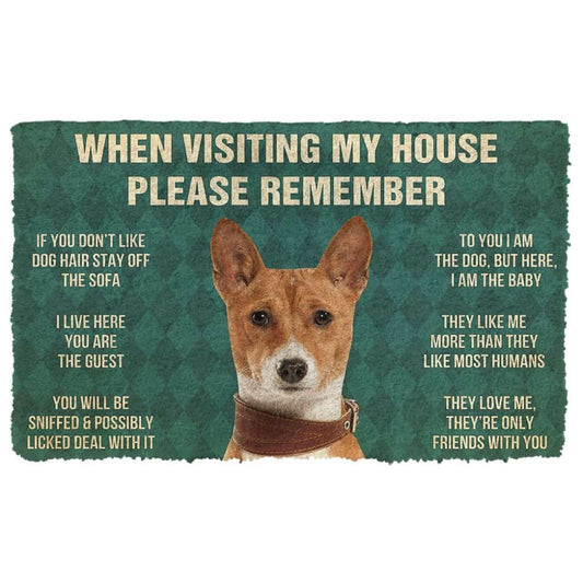 3D Please Remember Basenji Dogs House Rules Custom Doormat