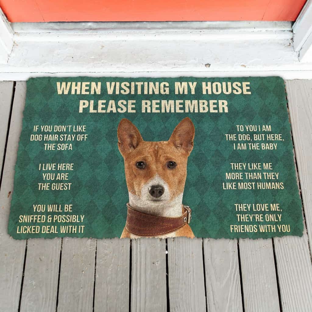 3D Please Remember Basenji Dogs House Rules Custom Doormat