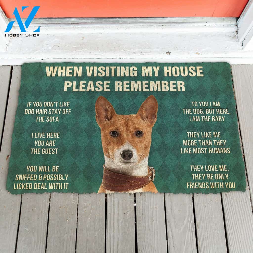 3D Please Remember Basenji Dogs House Rules Custom Doormat | Welcome Mat | House Warming Gift