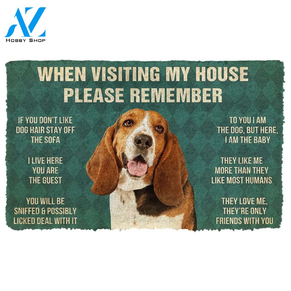 3D Please Remember Basset Hound Dogs House Rules Custom Doormat | Welcome Mat | House Warming Gift