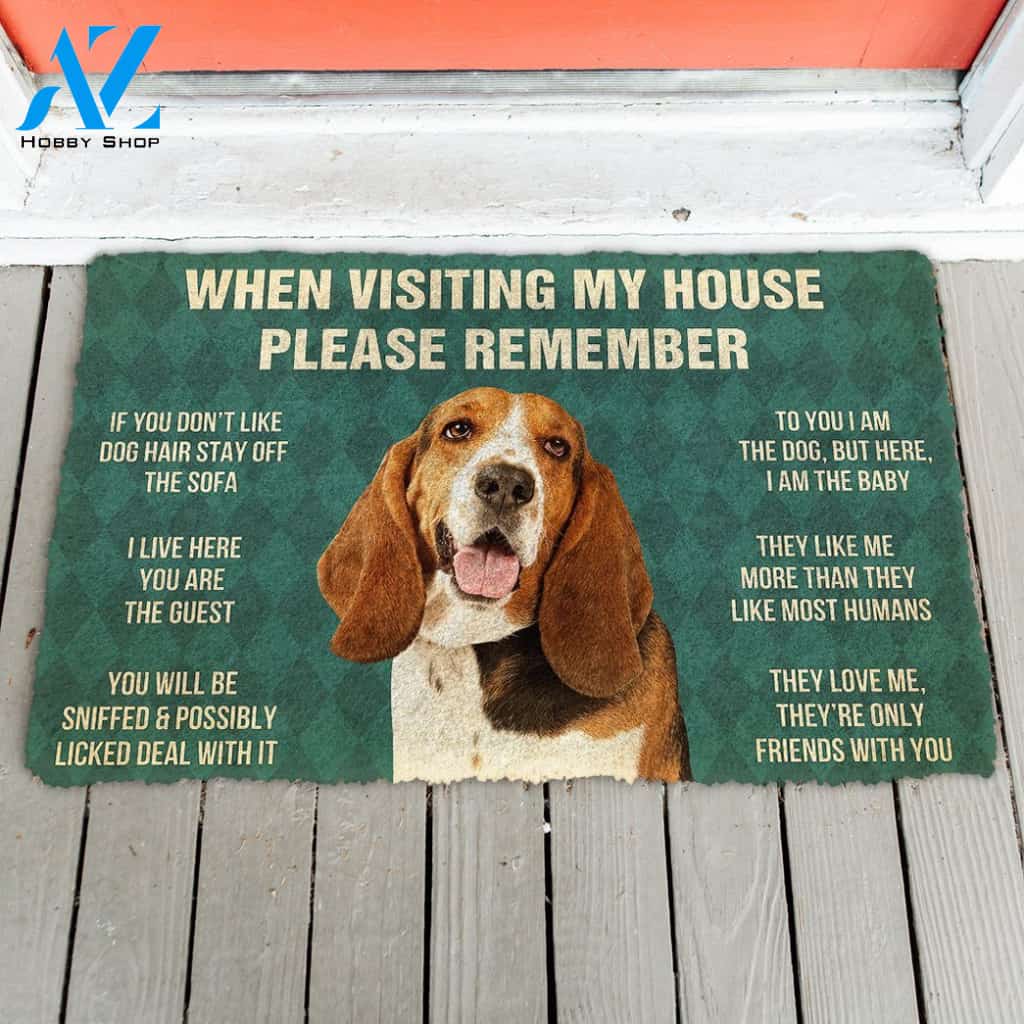 3D Please Remember Basset Hound Dogs House Rules Custom Doormat | Welcome Mat | House Warming Gift