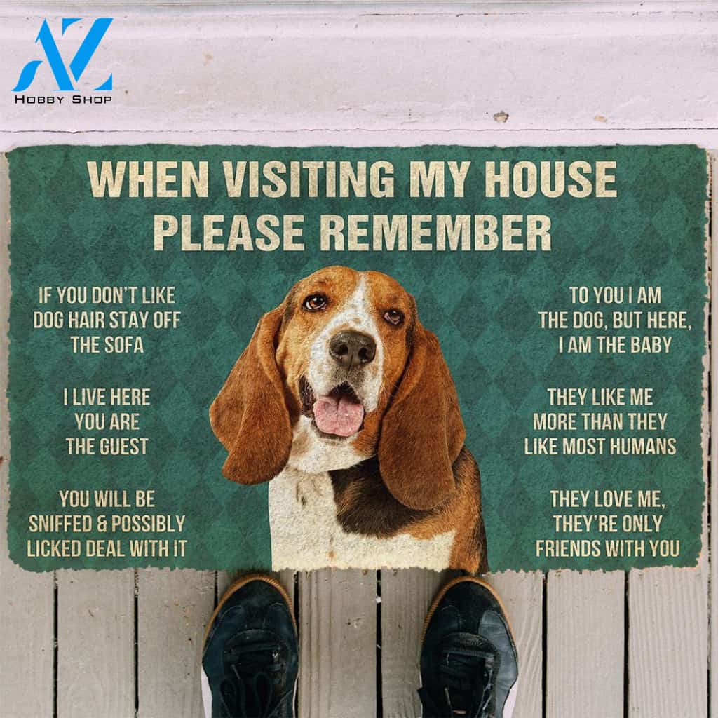3D Please Remember Basset Hound Dogs House Rules Custom Doormat | Welcome Mat | House Warming Gift