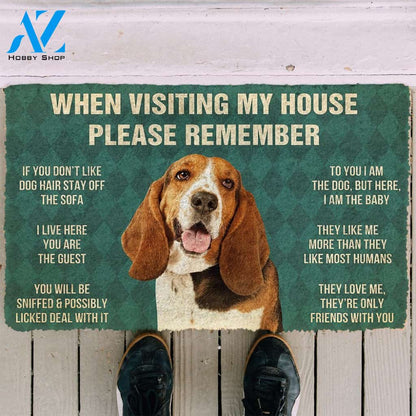 3D Please Remember Basset Hound Dogs House Rules Custom Doormat | Welcome Mat | House Warming Gift