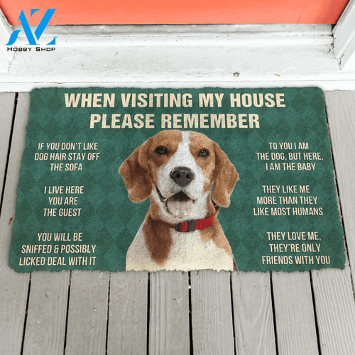 3D Please Remember Beagle Dog's House Rules Doormat