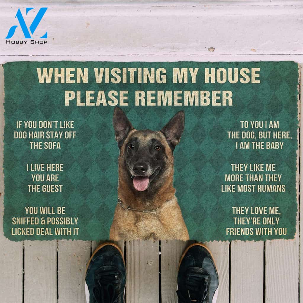 3D Please Remember Belgian Shepherds House Rules Custom Doormat | Welcome Mat | House Warming Gift