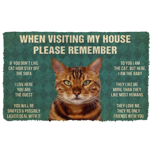 3D Please Remember Bengal Cat House Rules Doormat