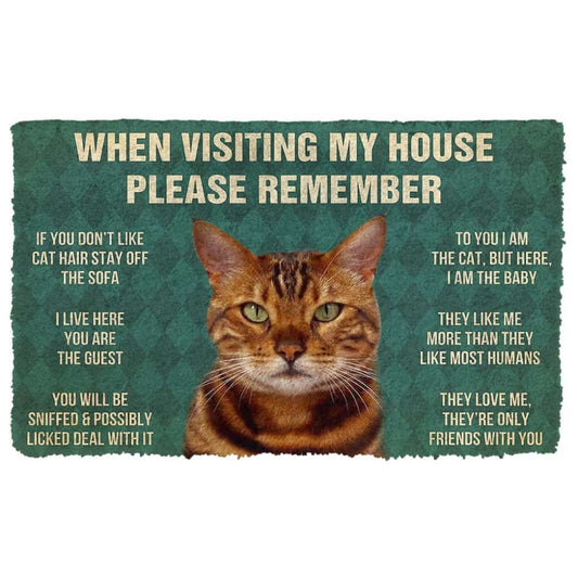 3D Please Remember Bengal Cat House Rules Doormat