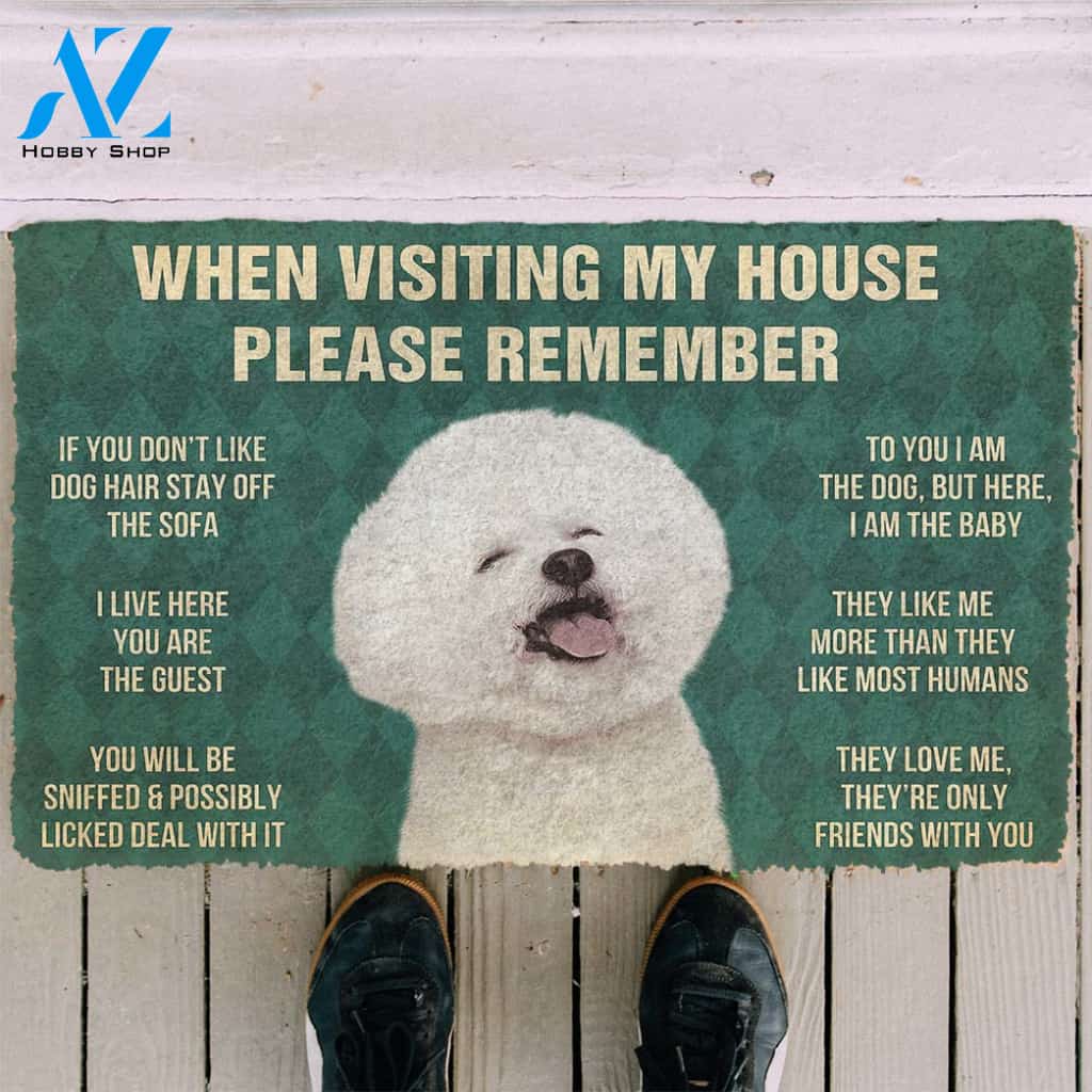 3D Please Remember Bichons Frise House Rule Custom Doormat | Welcome Mat | House Warming Gift