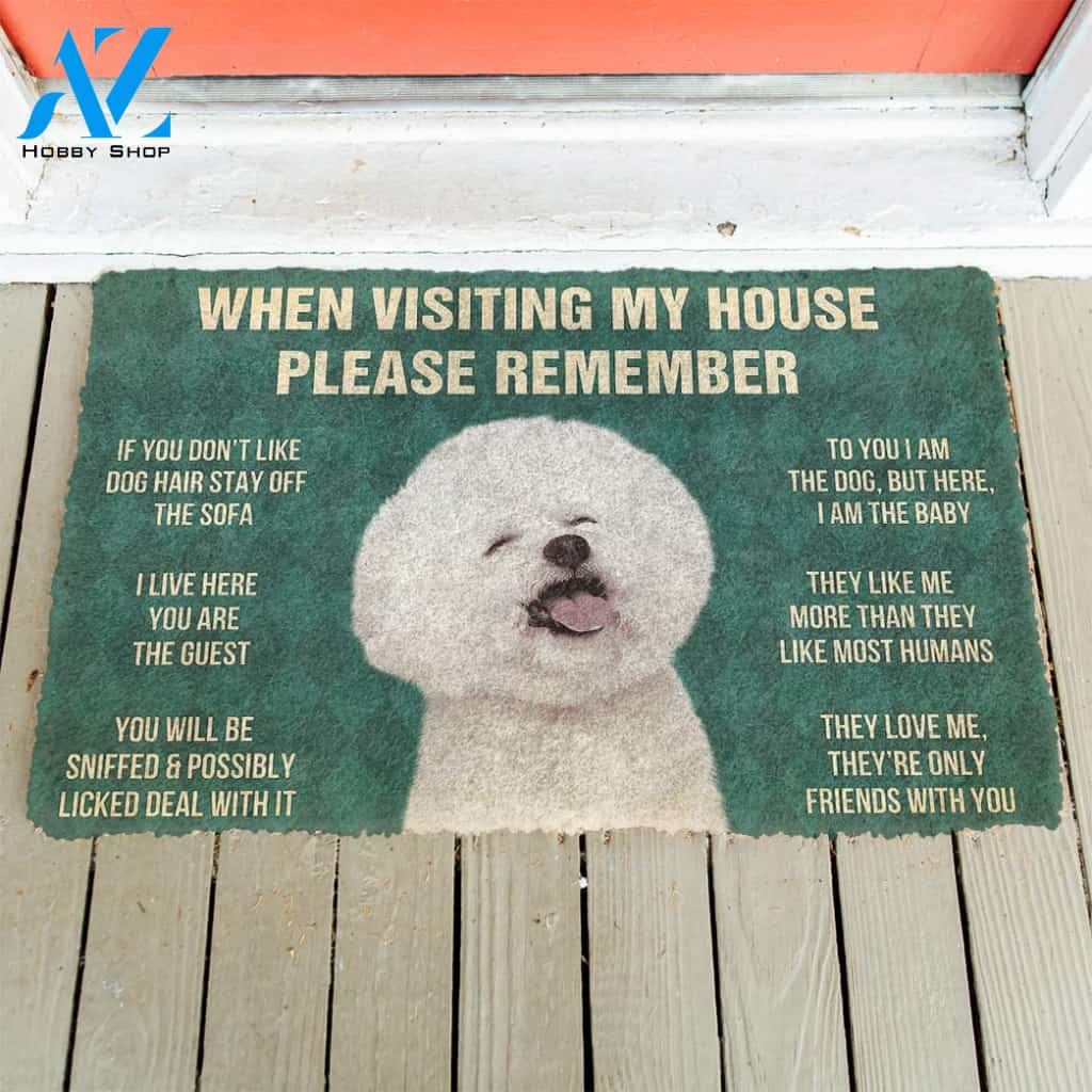 3D Please Remember Bichons Frise House Rule Custom Doormat | Welcome Mat | House Warming Gift