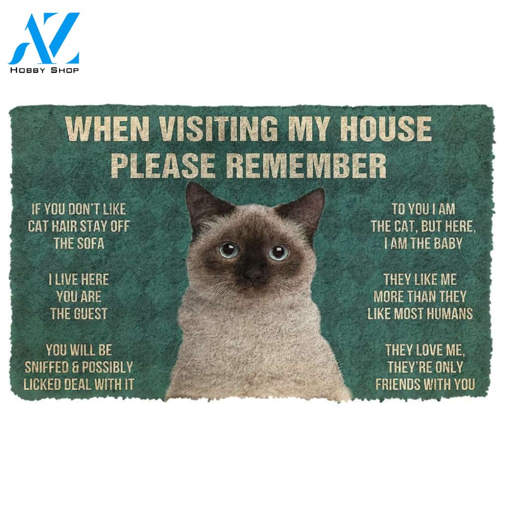 3D Please Remember Birman Cat House Rules Custom Doormat | Welcome Mat | House Warming Gift