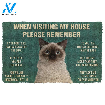 3D Please Remember Birman Cat House Rules Custom Doormat | Welcome Mat | House Warming Gift