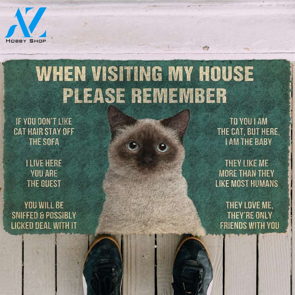 3D Please Remember Birman Cat House Rules Custom Doormat | Welcome Mat | House Warming Gift
